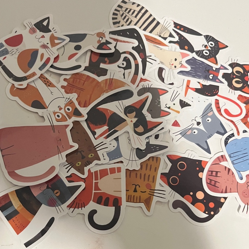 Kawaii Animated Colorful Cat Stickers Set of 25 New In Package